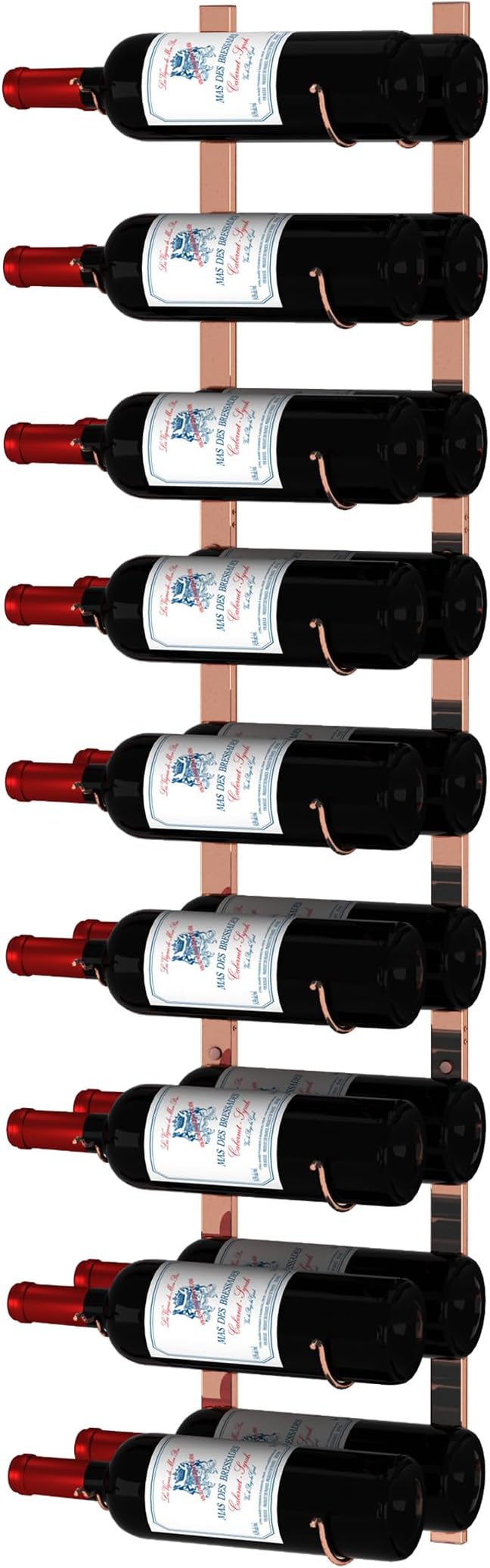 CharaVector Wall Mount Wine Rack (Holds 18 Bottles 1PCS), DIY 1/2 Wall Wine Rack for Wine Bottles, Liquor, Champagne, Rose Gold Metal Wine Bottle Holder for Home and Kitchen Decor