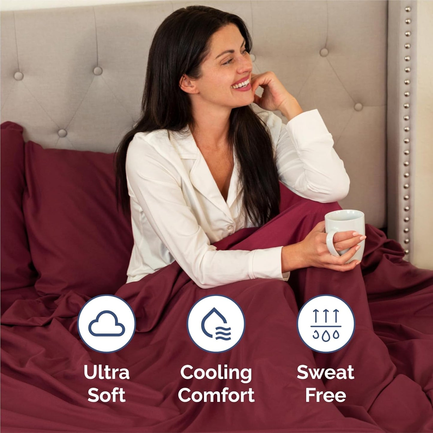 King Size 4 Piece Sheet Set - Comfy Breathable & Cooling Bed Sheets Set - Hotel Luxury Bedding for Women, Men, Kids, Teens, Boys & Girls - Deep Pockets, Ultra-Soft, Wrinkle Free - Oeko-Tex - Burgundy