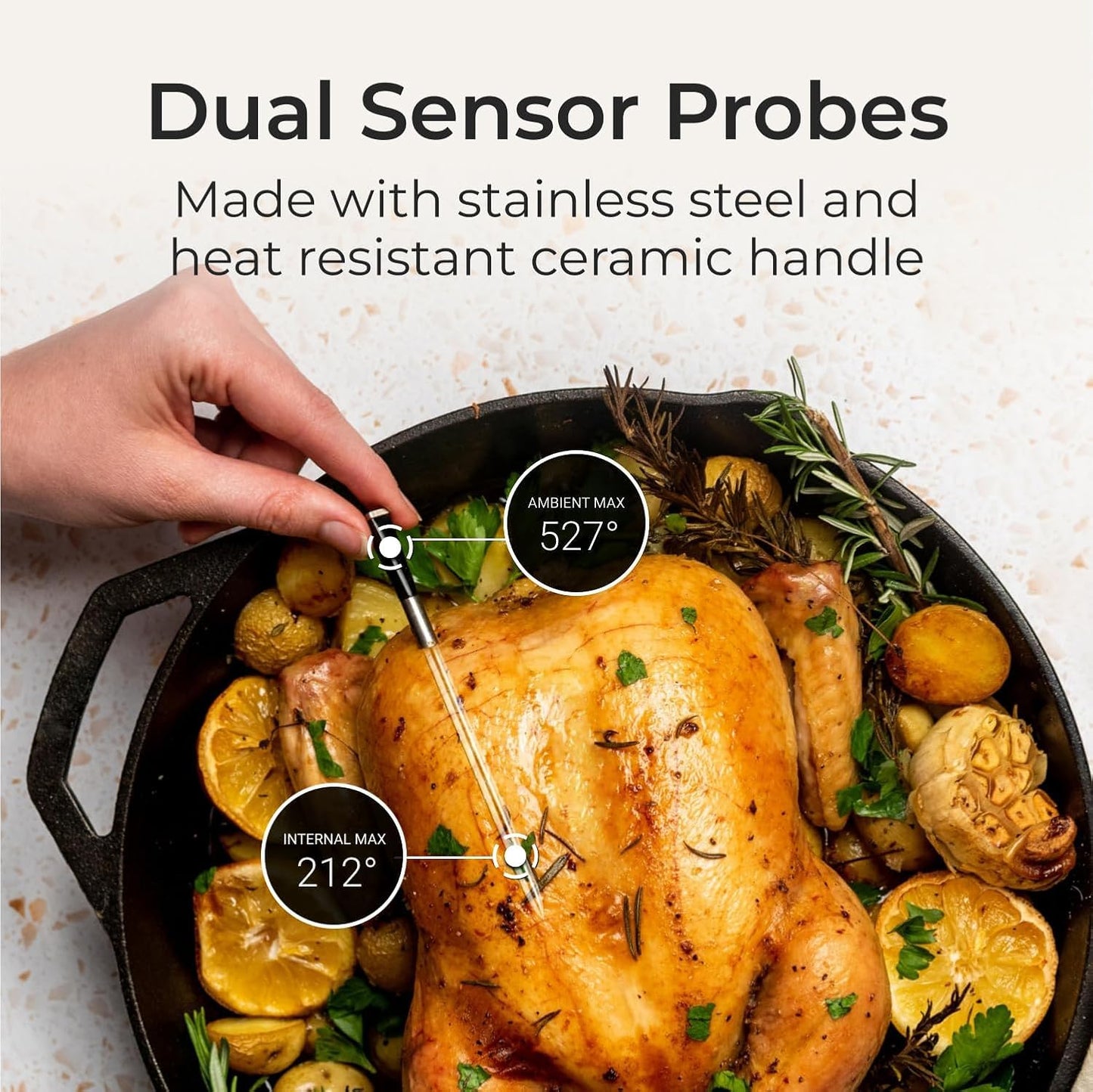 MEATER Plus Bundle: Smart Digital Wireless Meat Thermometer with Heat-Resistant BBQ Mitts & Bar Blade Opener | Grilling, Smoking, Roasting, Baking, & BBQ | Limited Edition Brown Sugar Color