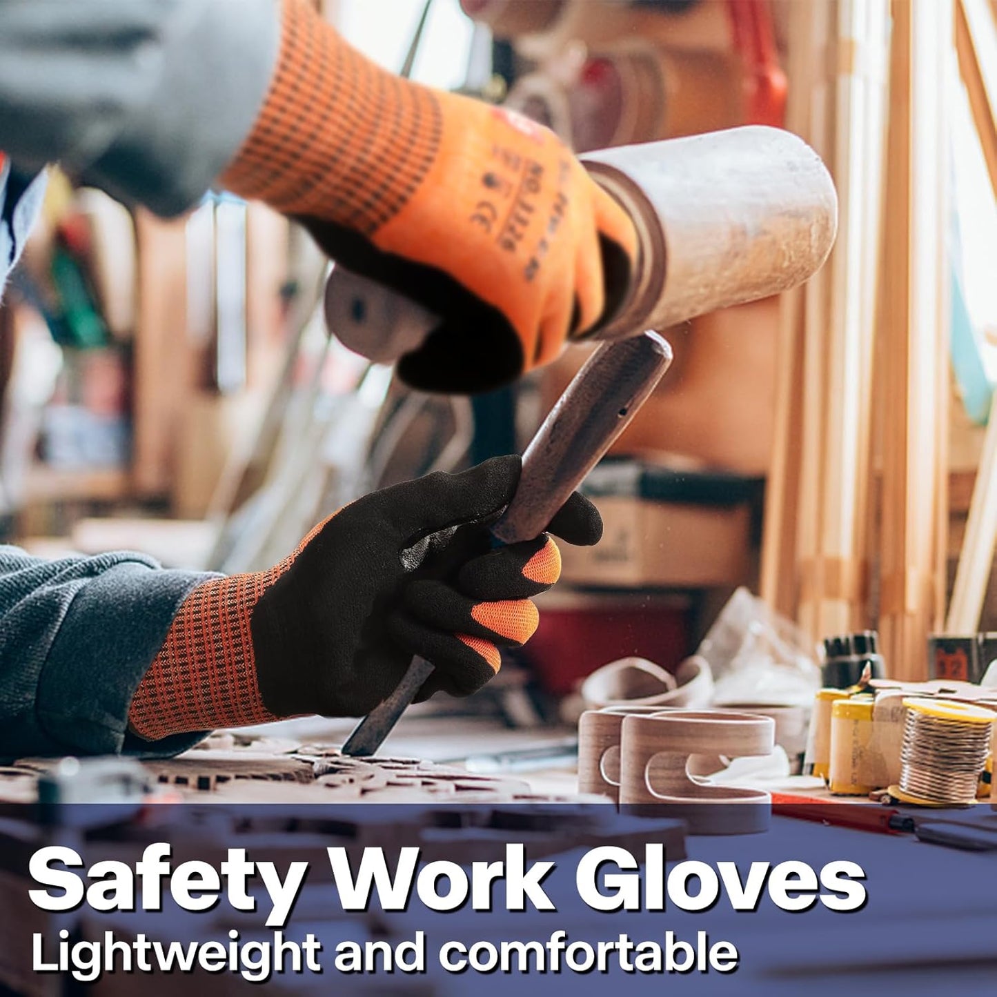Schwer ProGuard Highest Level Cut Resistant Work Gloves PR3326 for Extreme Protection，ANSI A9 Cut Gloves with Reinforced Thumb, Non Slip, Breathable, Durable, Touch-screen, Non PFAS, Orange1 Pair（S）