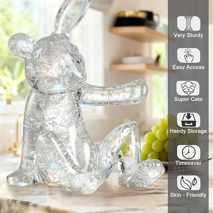 Rabbit Shaped Wine Holder Wine Rack Shelf Resin Sculpture Practical Home Decoration Crafts (Silver)