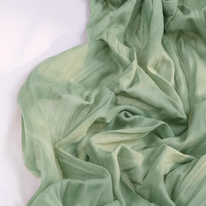 Sage Green Cheesecloth Table Runner 12 Pack Christmas Table Runners Boho Gauze 120 Inches Sage Cheese Cloth Table Decor for Xmas Holiday Season Parties Wedding Bridal Baby Shower Tea Party