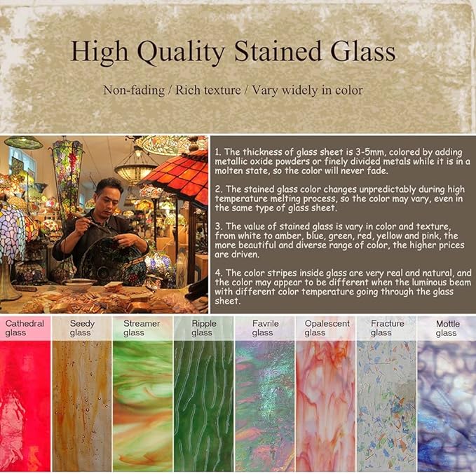 Bieye L10798 Mission Tiffany Style Stained Glass Table Lamp for Home Decoration