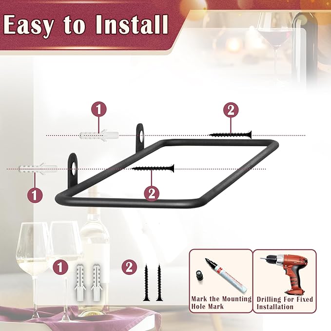 FLstudio Wall Mounted Wine Rack: 4 Bottle Wall Mount Wine Rack for Wine Bottles Display and Storage - Metal Wall Wine Bottle Organizer Holder for Wine Cellar Home Kitchen Bar Decor