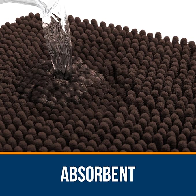 OLANLY Bathroom Rugs 47x32, Extra Soft Absorbent Chenille Bath Rugs, Rubber Backing Quick Dry, Machine Washable Bath Mats for Bathroom Floor, Tub and Shower, Home Decor Accessories, Brown