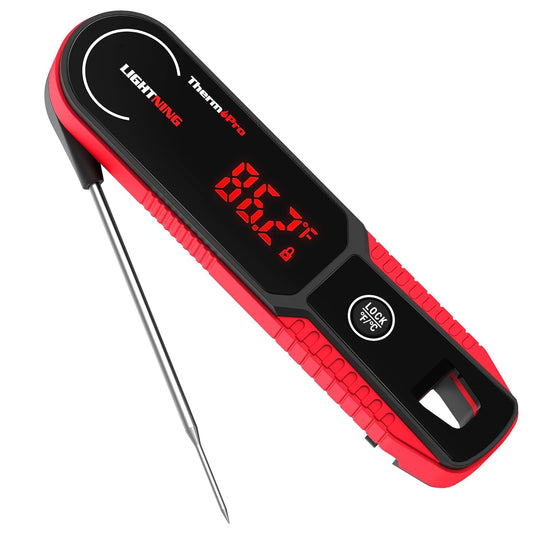 ThermoPro Lightning 1-Second Instant Read Meat Thermometer, Kitchen Food Thermometer with Auto Wake/Sleep/180° Rotating Display, Waterproof Cooking Thermometer for Oil Deep Fry Smoker BBQ Grill