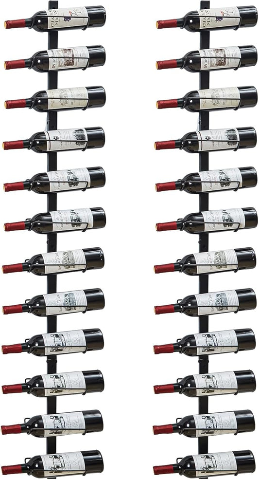 2 Pack 12 Bottle Wall Wine Rack for 24 Wine Bottles, DIY Detachable Wall Mount Wine Rack, Wine Storage Organizer Display Holder Used As One or Four, for Kitchen, Dining Room, Bar, Wine Cellar