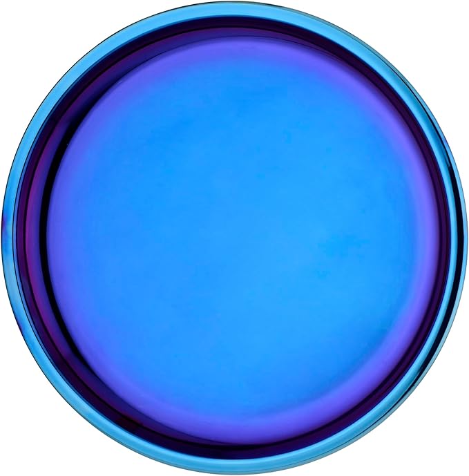 Ahimsa Stainless Steel Kids Plates, 9" Colorful Non Divided Stainless Steel Plates, Pediatrician Designed & Non Toxic, Unbreakable, Dishwasher Safe, Single Blue