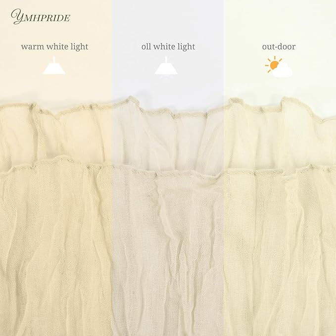 12 Pack Cheesecloth Table Runner 35 x 70 inch Long Boho Cheese Cloth Gauze Table Runners Semi Sheer Table Runner for Wedding Decor, Bridal Shower, Birthday Party (Ivory)