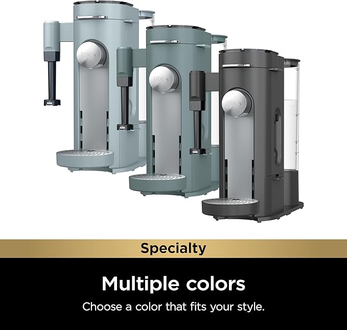 Ninja Pods & Grounds Specialty Single-Serve Coffee Maker, K-Cup Pod Compatible, Built-In Milk Frother, 6-oz. Cup to 24-oz. Travel Mug Sizes, Iced Coffee Maker, 1550 watts, Sage Green, PB051SG