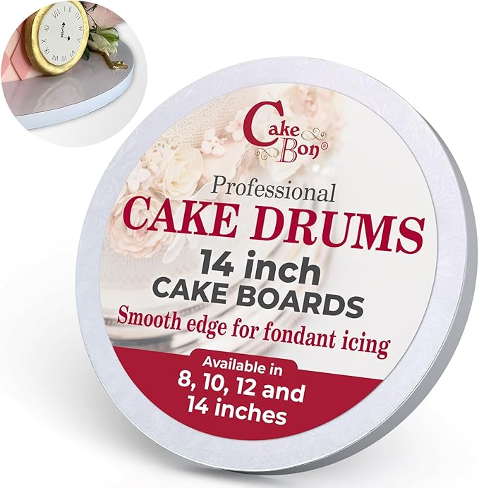 Cakebon Round Cake Boards - Sturdy 1/2 Thick Drums - 14 Inch Professional Smooth Straight Edges White 12-Pack