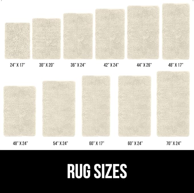 GORILLA GRIP Bath Rug Mat 60x24, Thick Absorbent Chenille, Quick Dry Microfiber Mats, Rubber Backing Washable Shower Floor Rugs, Bathmat Runner, US Designed Bathroom Home Decor Accessories Dusty Cloud