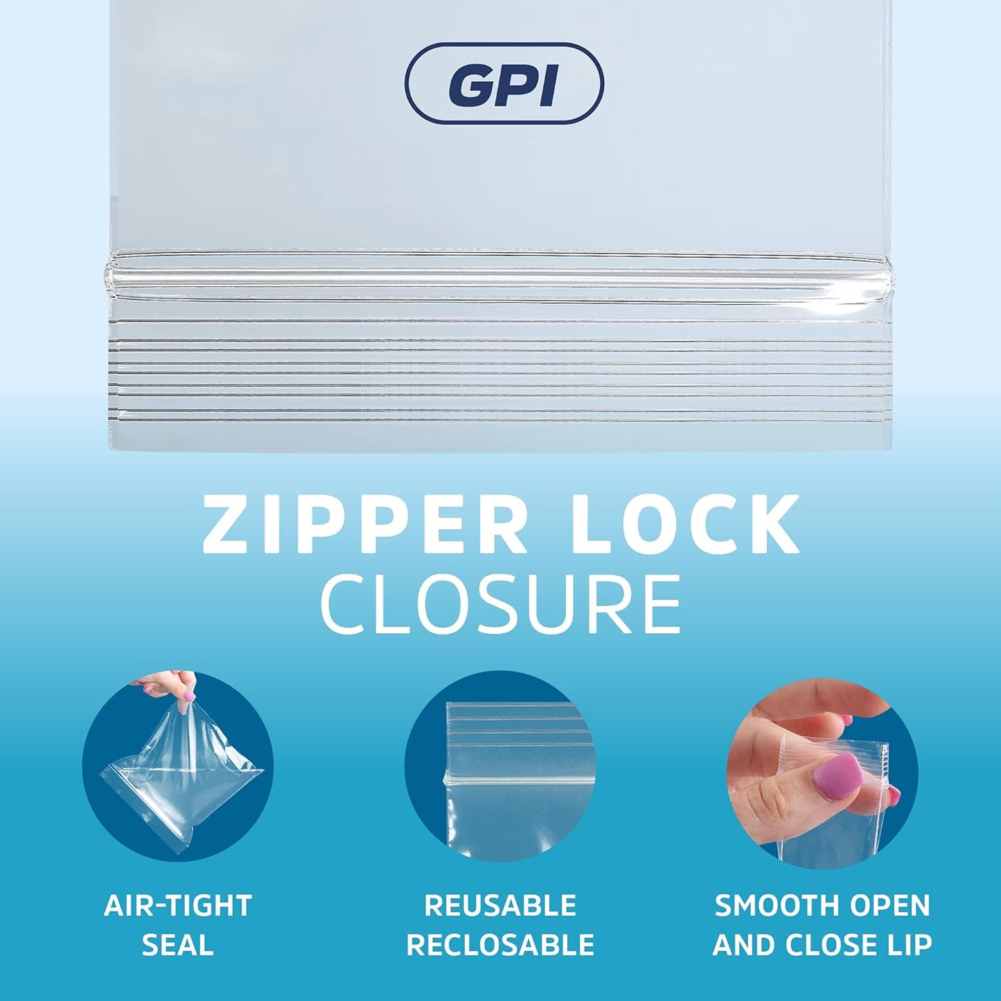 GPI Case of 1000, 12" X 18" Clear Plastic Reclosable Zip Bag - Bulk 2 Mil Thick Strong & Durable Poly Baggies with Resealable Zip Top Lock For Travel, Storage, Packaging & Shipping.