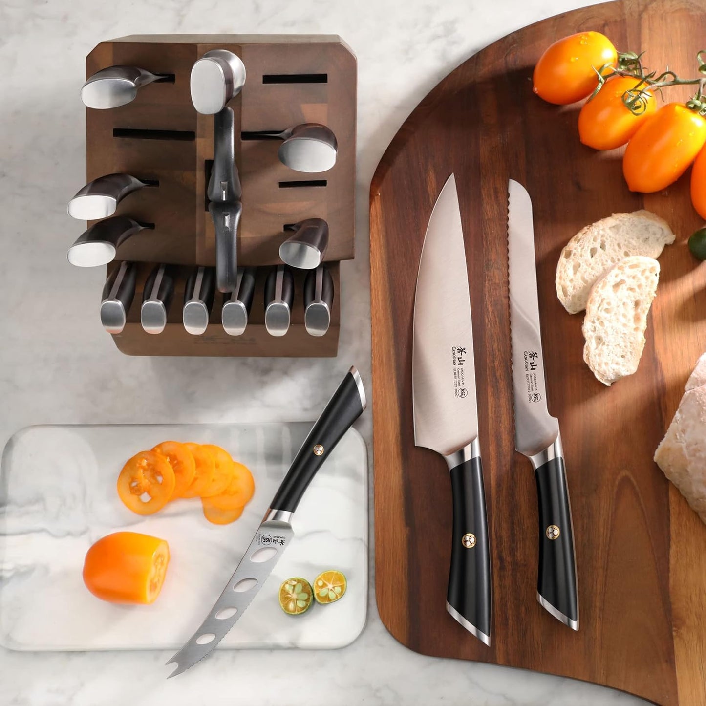Cangshan ELBERT Series German Steel Forged Knife Block Sets (17-Piece, Black)