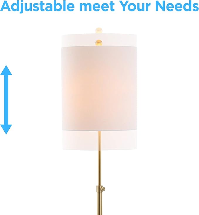 JONATHAN Y JYL6004A Crosby 66" Adjustable Height Metal LED Floor Lamp Modern,Minimalist,Contemporary for Bedrooms, Living Room, Office, Reading, Brass/BlackMarble