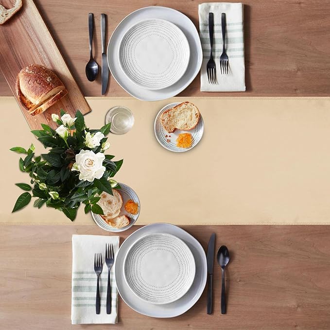 10 Pack Satin Table Runner 12 X 108 Inch Silk Table Runner for Party,Wedding, Birthday, Banquets,Decoration(Champagne)