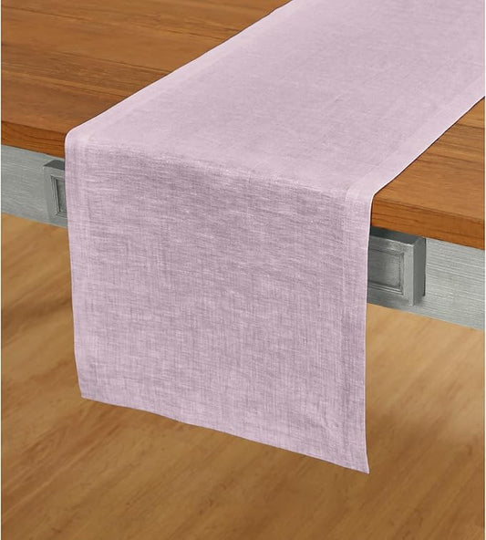 Solino Home Linen Table Runner 72 Inches Long - Athena, 100% Pure Linen Chambray Lavender Table Runner 14 x 72 Inch for Dining, Holiday