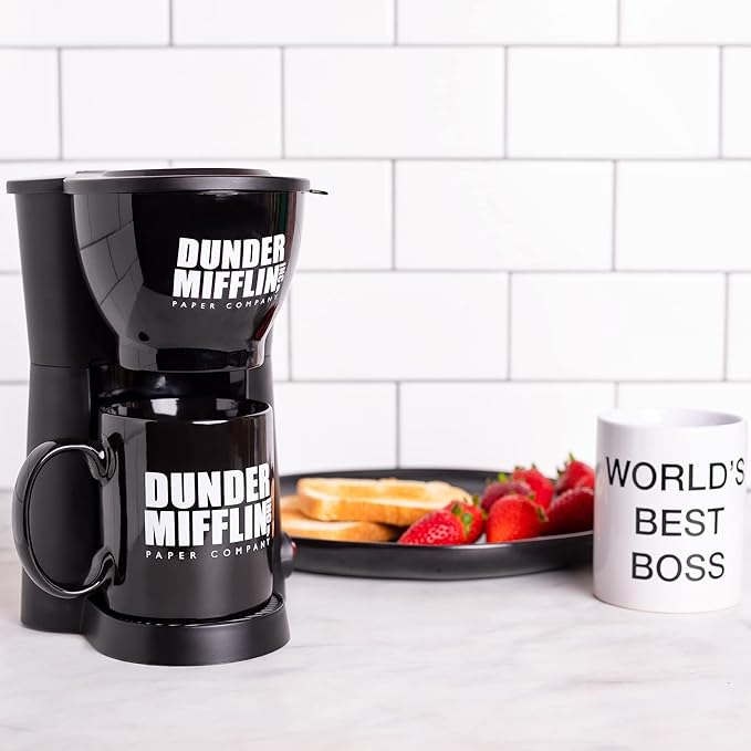 Uncanny Brands The Office Single Cup Coffee Maker Gift Set with 2 Mugs