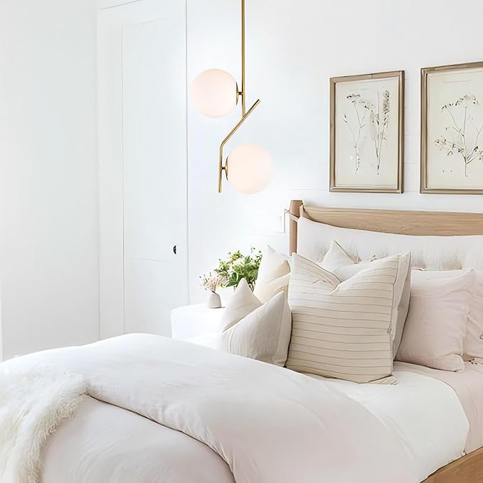 7.1 Inch Frosted White Glass Globe Lamp Shade with 2.56" Smooth Opening (No Lip) Milk Glass Ball Lampshade Cover Opal Sphere Shade Chandelier Light Fixture for Wall Sconce Pendant Light Table Lamp