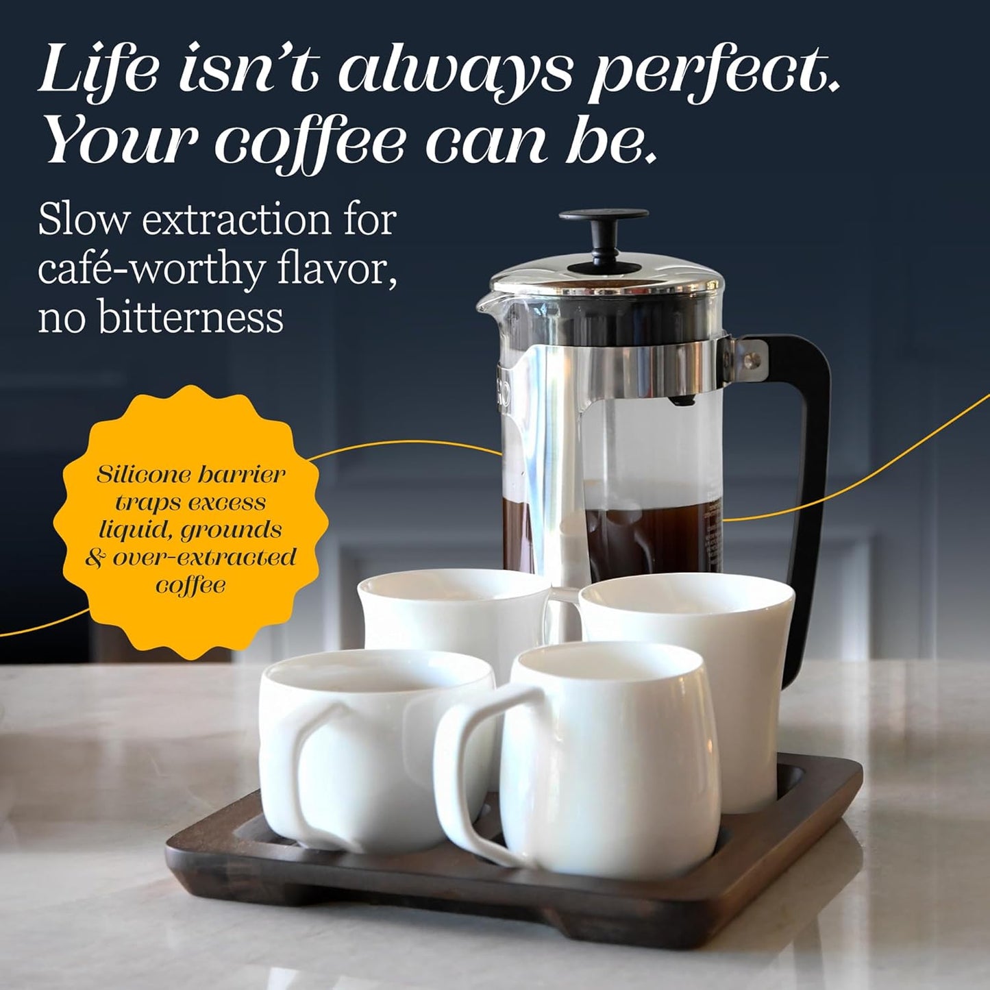 ESPRO - P5 French Press Coffee Maker – Patented Double Microfilter for Sludge and Grit Free Coffee – Made in Taiwan, Black, 18 oz
