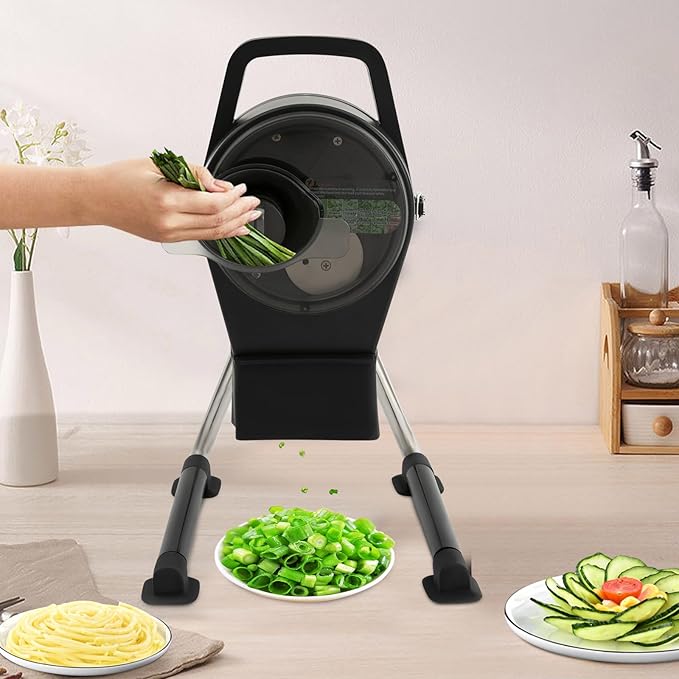 120V Commercial Food Processor,Electric Vegetable Cutter with 3 Feed Ports, Stainless Steel Vegetable Processor Detachable for Onion Shredder Potato, Veggie Processor Commercial Home Use
