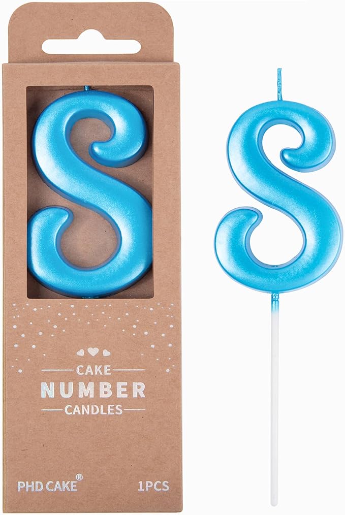 PHD CAKE 2.76 Inch Elegant Blue 8 Number Birthday Candles, Blue Number Candles, Cake Number Candles, Party Celebration