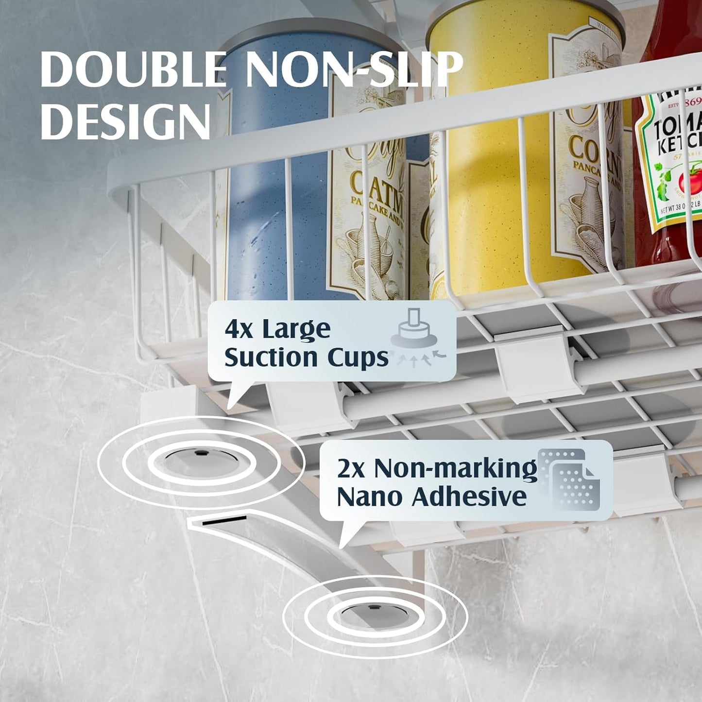 Metal Under Sink Organizers and Storage, 2 Tier Under Sink Organizer Pull Out, Adjustable Under Kitchen Sink Organizer, Sliding Cabinet Organizer for Bathroom, White