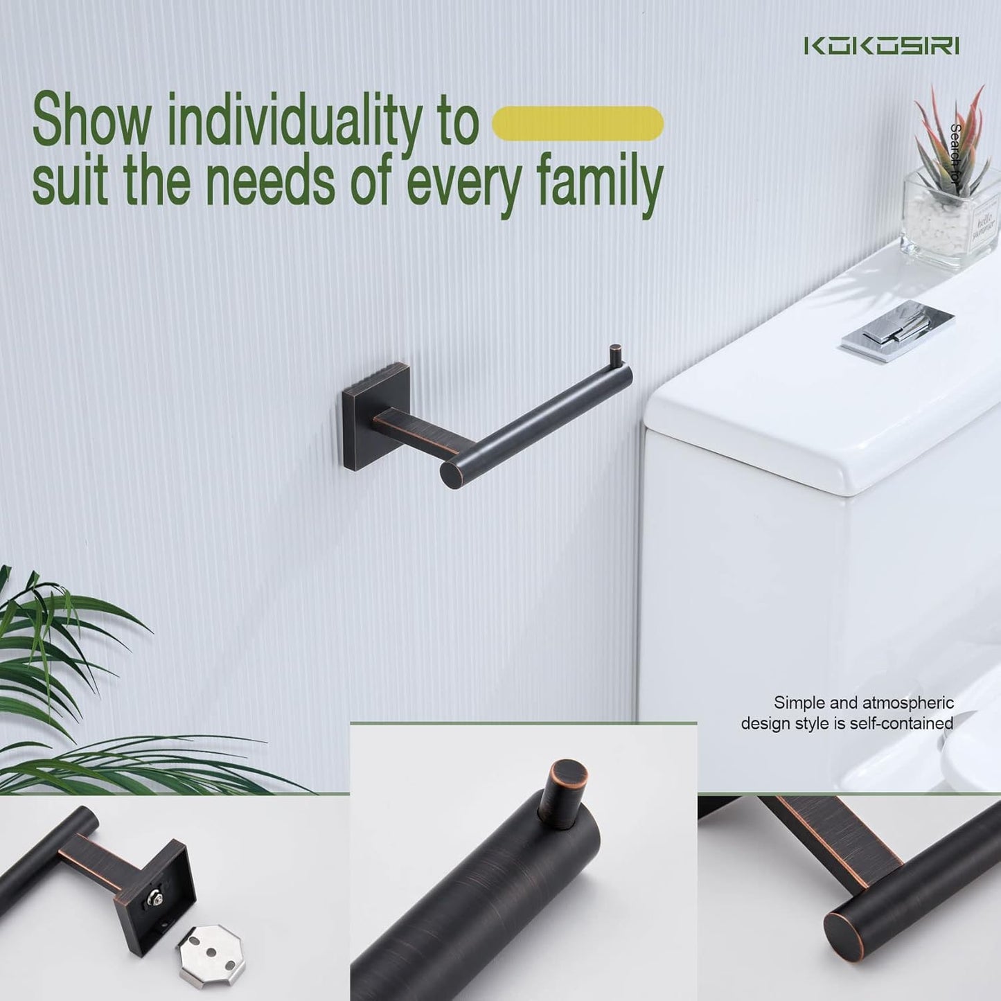 KOKOSIRI Toilet Paper Holder Oil Rubbed Bronze for Bathroom Kitchen Roll Holder Hold Mega Rolls Stainless Steel, 2 Pack, B2005ORB-2P