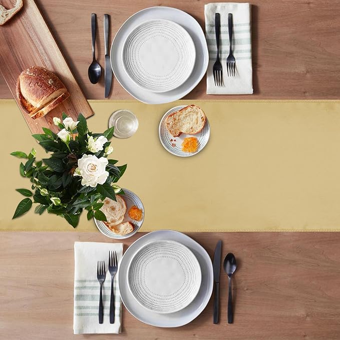 20 Pack Satin Table Runner 12 X 108 Inch Silk Table Runner for Party,Wedding, Birthday, Banquets,Decoration(Light Gold)