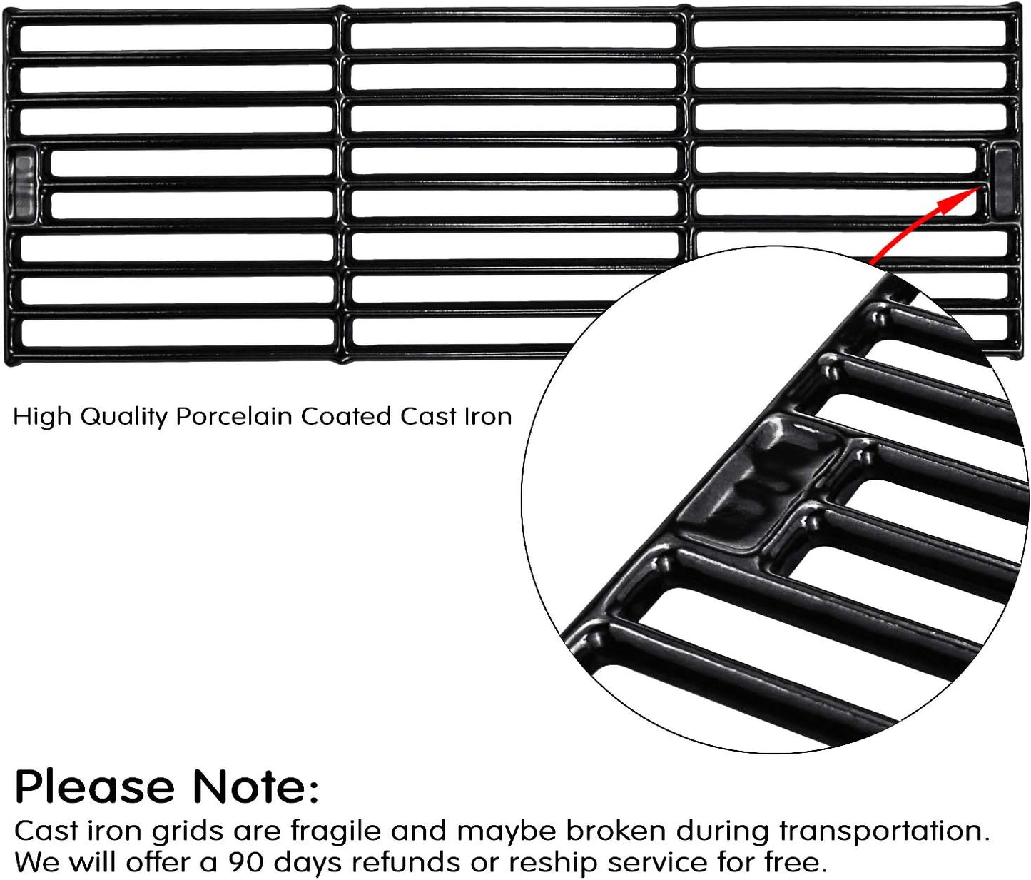 Uniflasy Cooking Grid Grates Replacement for Chargriller 2121, 2123, 2222, 2828, 3001, 3008, 3030, 3725, 4000, 5050, 5252, 5650, King Griller 3008 5252, 19 3/4 x 6 3/4 Inches for Each, 4 Pack