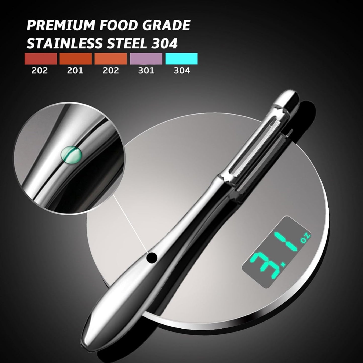 Vegetable Peeler, Premium Stainless Steel Potato Peeler, High Tensile Ultra Sharp Blade Fruit and Food Slicer, I Shaped with Ergonomic Non-Slip Handle, Dishwasher Safe with 5 Years Warranty