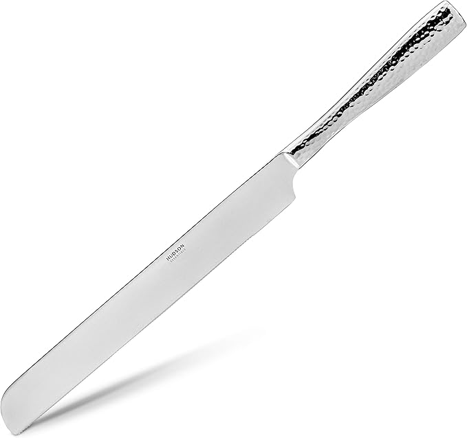 Hudson Essentials 68-Piece Hammered 18/10 Stainless Steel Silverware Cutlery Set with Serving Set, Flatware Service for 12 (68-Piece Set)