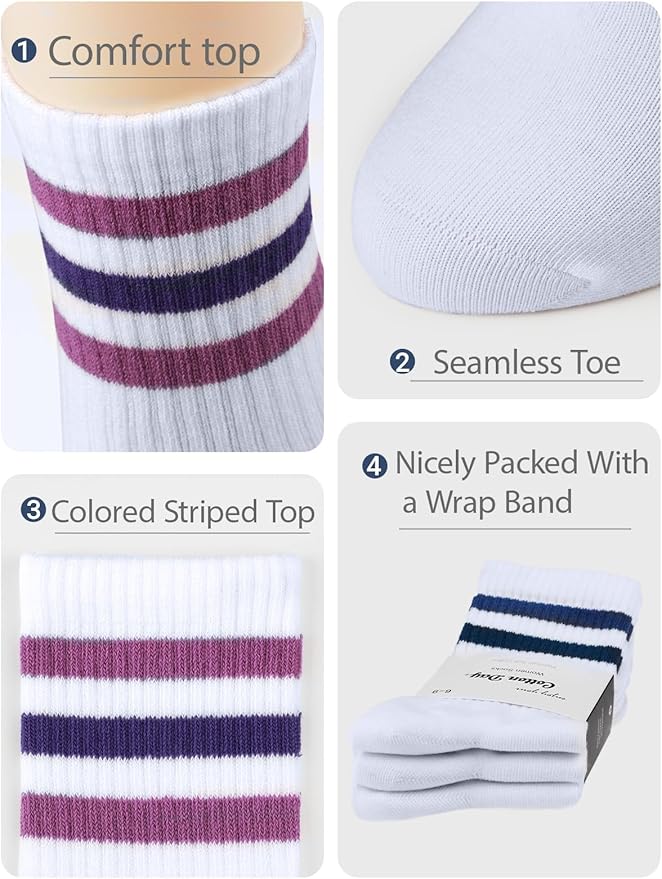 COTTON DAY Women's Soft Combed Cotton Dress Socks Seamless Toe Black White Gray Navy Blue Brown Beige