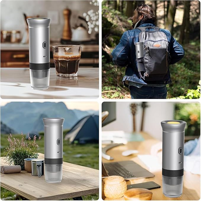 Zcyge 5-CUP Portable Coffee Maker Espresso Machine, Travel Camping Coffee Makers, Mini Battery Portable Espresso Self-Heating Car Coffee Maker With Ground Coffee & NS Capsule