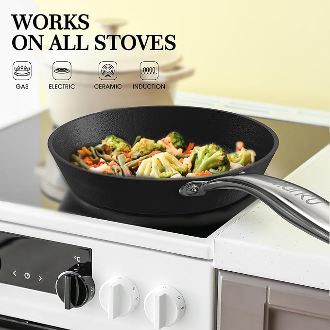 imarku Nonstick Frying Pan Skillets, 3 Pcs Omelette Pan with Stay Cool Handle, Healthy Cooking Frying Pan, Free of PFAS PFOA PTEE, Oven/Dishwasher Safe, Compatible with All Cooktops, Christmas Gift