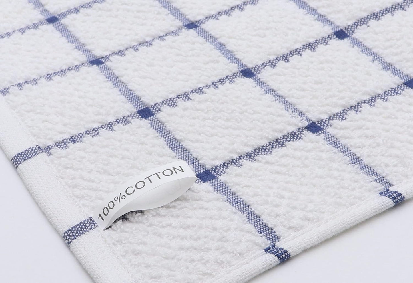 Cotton Dish Towels for Kitchen, Terry Dish Cloths for Washing Dishes, 12 x 12 Inches, Light and Soft, Quick Drying Dish Rags for Cleaning, 8pc/Set (Blue)