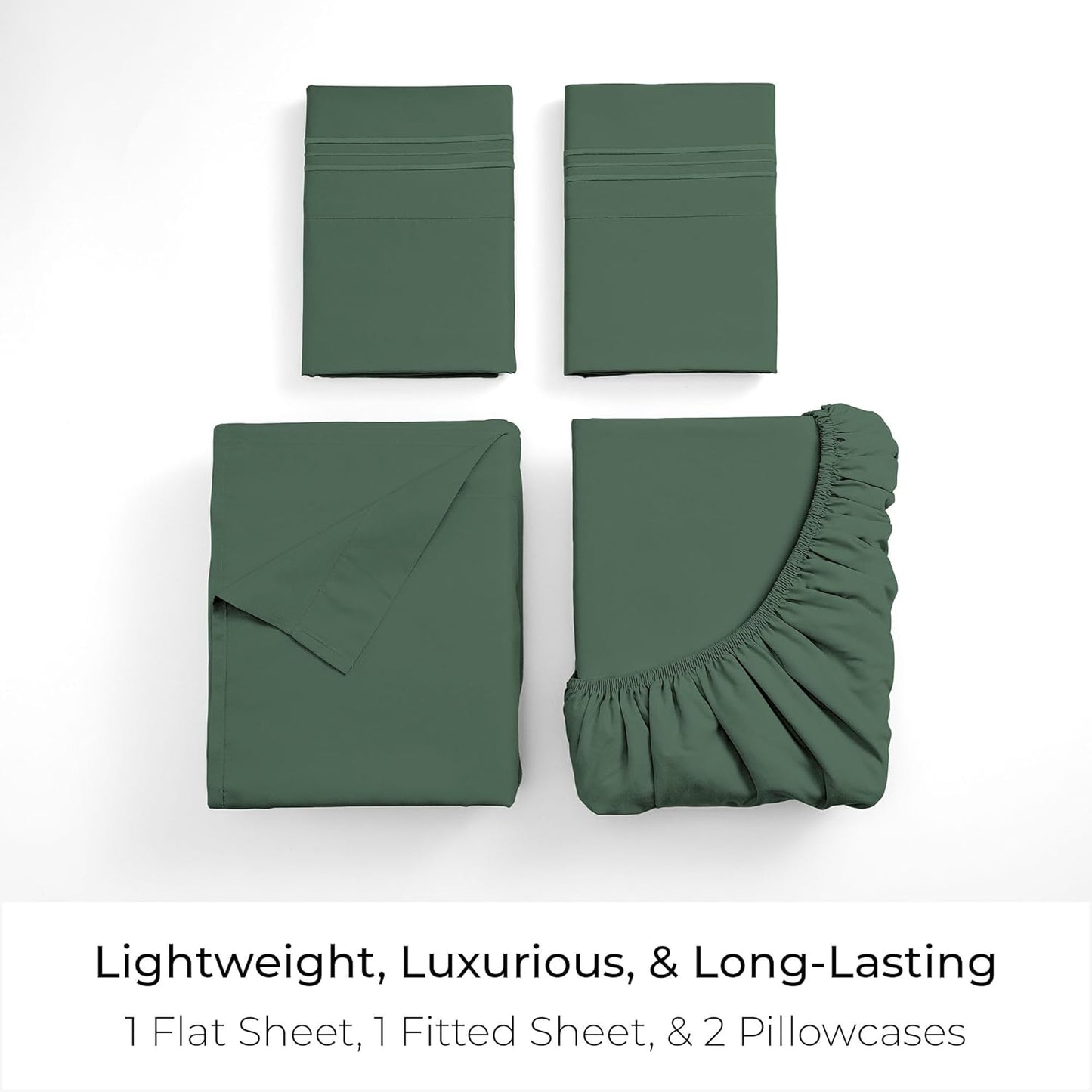 Mellanni Queen Sheets Set - 4 PC Iconic Collection Bedding - Hotel Luxury, Extra Soft, Cooling Bed Sheets - Wrinkle, Fade, Stain Resistant (Queen, Emerald Green)