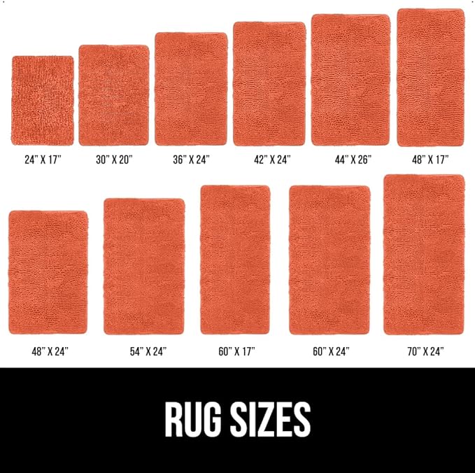 GORILLA GRIP Bath Rug Mat, Thick Soft Absorbent Chenille, Quick Dry Microfiber Mats, Rubber Backing Washable Shower Floor Rugs, US Designed Bathroom Bathmat Home Decor Accessories, 24x17, Coral
