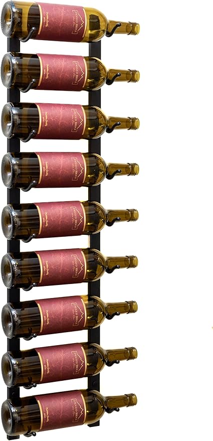Jagged Ridge Wine Rooms - Premium Wall Mounted Metal Wine Rack - 9 Wine Bottles Holder - Modern Wine Rack, Matte Black - Space Saving for Home, Kitchen, Bar - Designed in Canada by Wine Enthusiasts