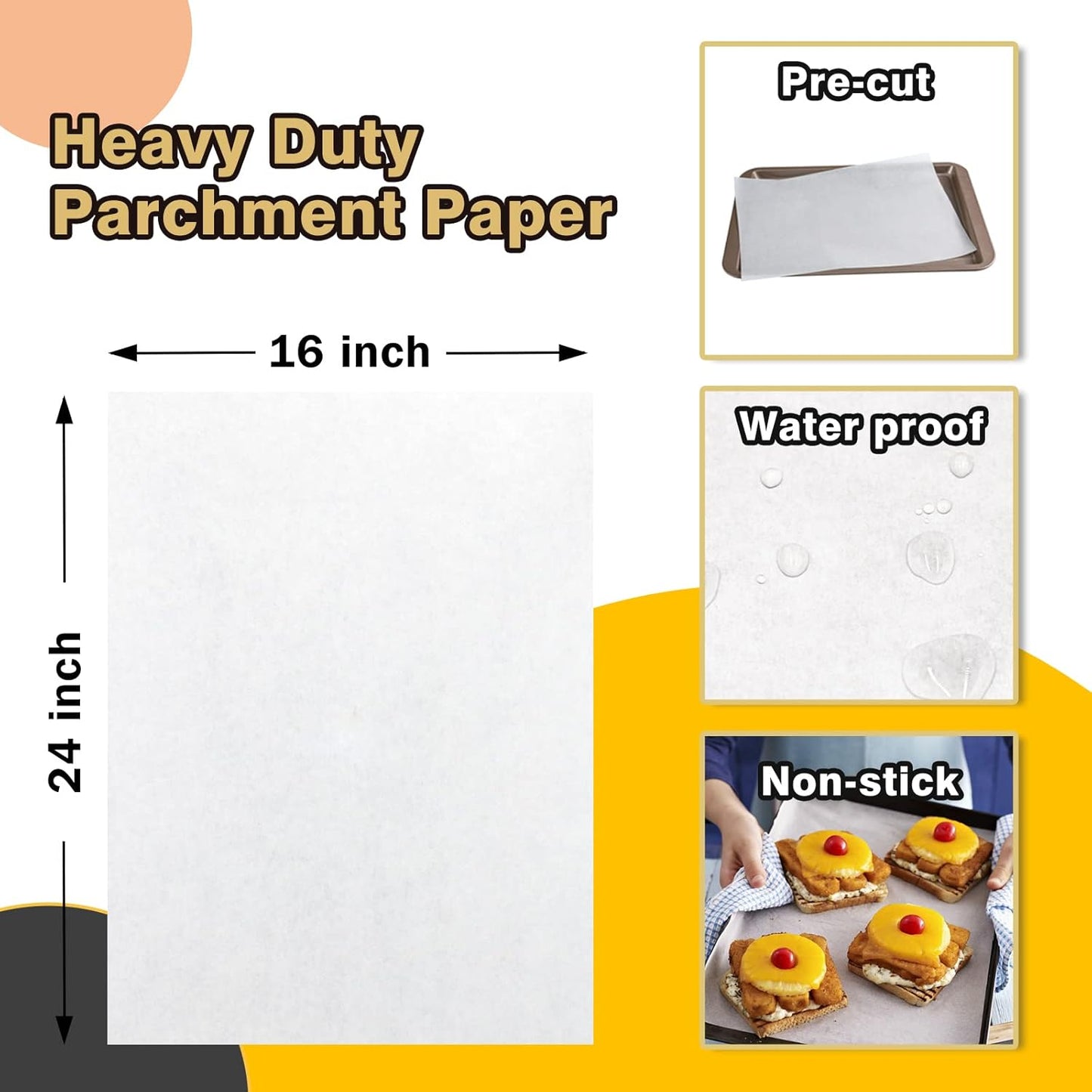 Cuffie in-Ea katbite in-Ear Earbuds Pack of 500 Parchment Paper, 40.6 x 61 cm Baking Paper, Durable and Non-Stick Parchment Paper, Pre-Cut Parchment Paper