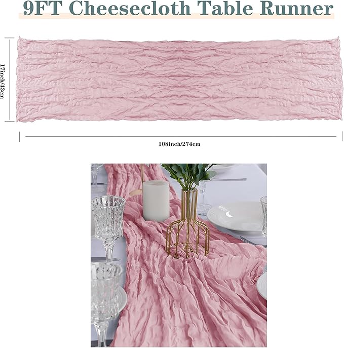 12 Pack Cheesecloth Table Runner 9ft,17 x 108 inch Gauze Table Runner Rustic Romantic Wedding Runner for Wedding Bridal Shower Fall Decoration,Sage Green