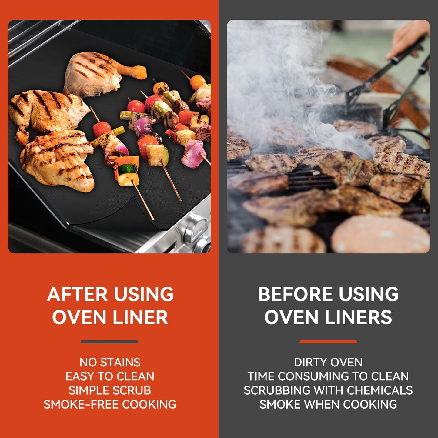 Oven Liners for Bottom of Electric Gas Oven - 3Pack Large Heavy Duty Oven Mat, Non-Stick Oven Floor Protector Liner, Reusable Heat Resistant Stovetop Air Fryer Grill Baking Mat Easy to Clean 23"x15.7"