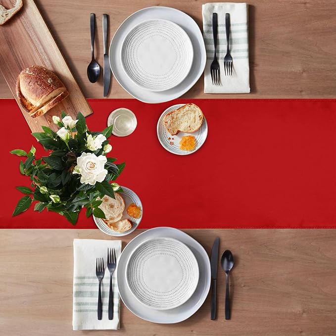 20 Pack Satin Table Runner 12 X 108 Inch Silk Table Runner for Party,Wedding, Birthday, Banquets,Decoration(Red)