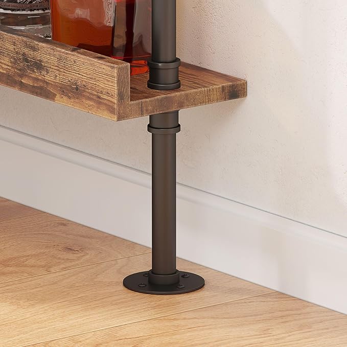 5-Tier Wall Mounted Wine Rack, Industrial Pipe Bar Shelf for Wine Bottle Storage, Industrial Pipe Shelves Shelf Shelving for Home Bar Dining Room Kitchen (31.5" W x 79" H x 8.6" D)