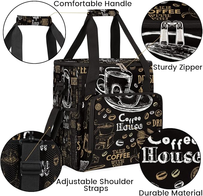 cfpolar Coffee Maker Storage Bag, Waterproof Travel Carrying Storage Tote Bag Organizer Case, Compatible with K-Mini or K-Mini Plus, And Suitable for Other Accessories， With Pockets for K-Cup Pods