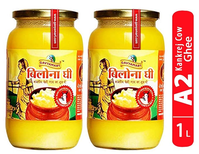 Gavyamart Vedic Bilona Cow Ghee ,Grassfed Ghee – Pasture Raised, Hand Crafted Clarified Butter Made Using Traditional Bilona Method Desi Ghee Jar 2L 67Oz