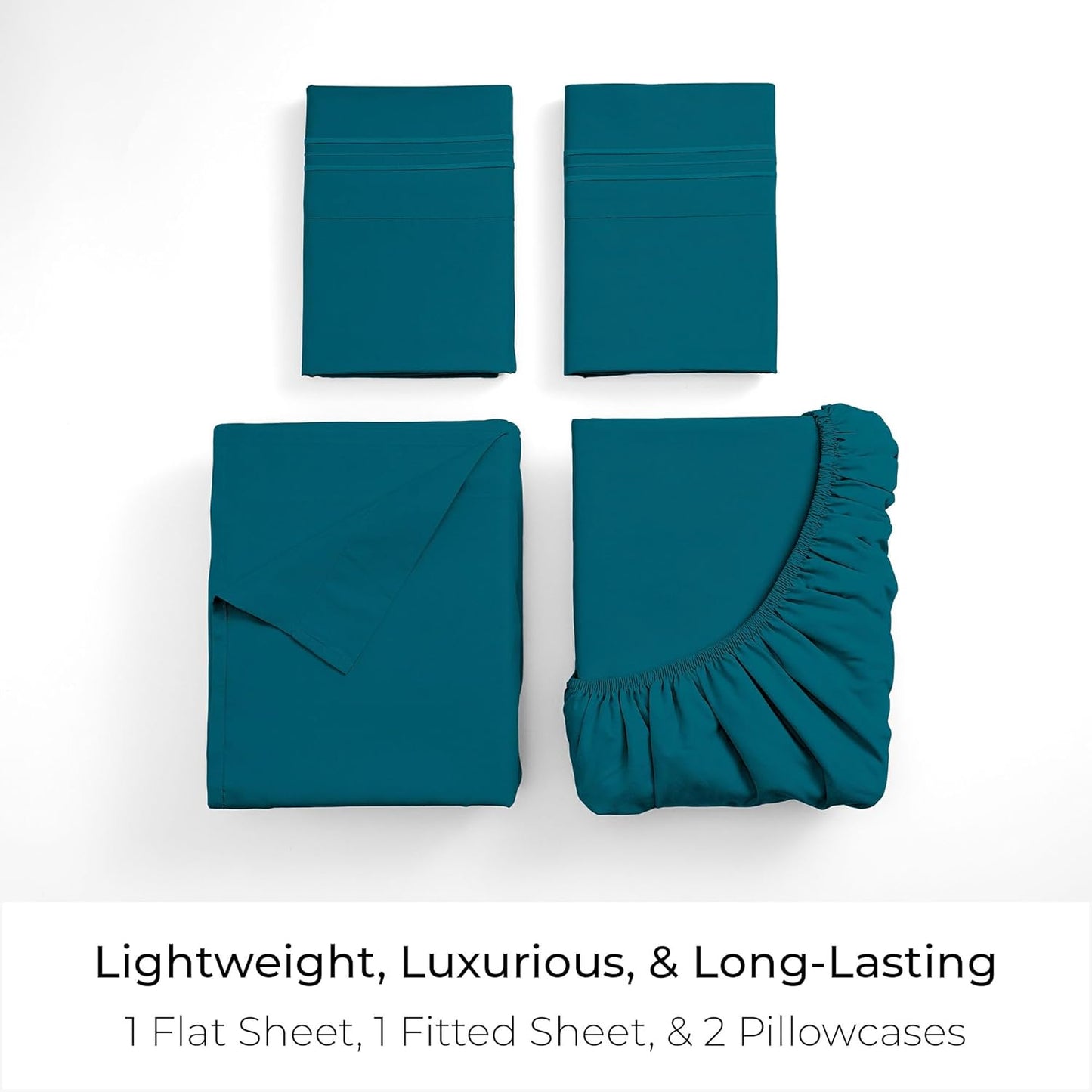 Mellanni California King Sheets Set - 4 PC Iconic Collection Bedding - Hotel Luxury, Extra Soft, Cooling Bed Sheets - Wrinkle, Fade, Stain Resistant (Cal King, Teal)