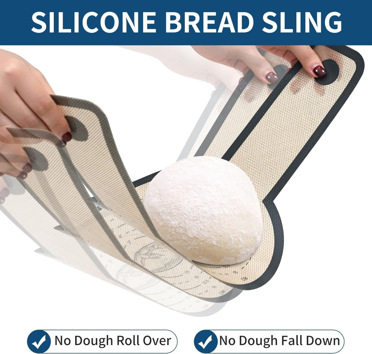 2 Pcs Silicone Bread Sling for Dutch Oven Liners Silicone Baking Mat [Non-Stick & Heat Resistant] Reusable Sourdough Bread Baking Supplies with Long Handle Bread Making Tools for Transfer Sourdough