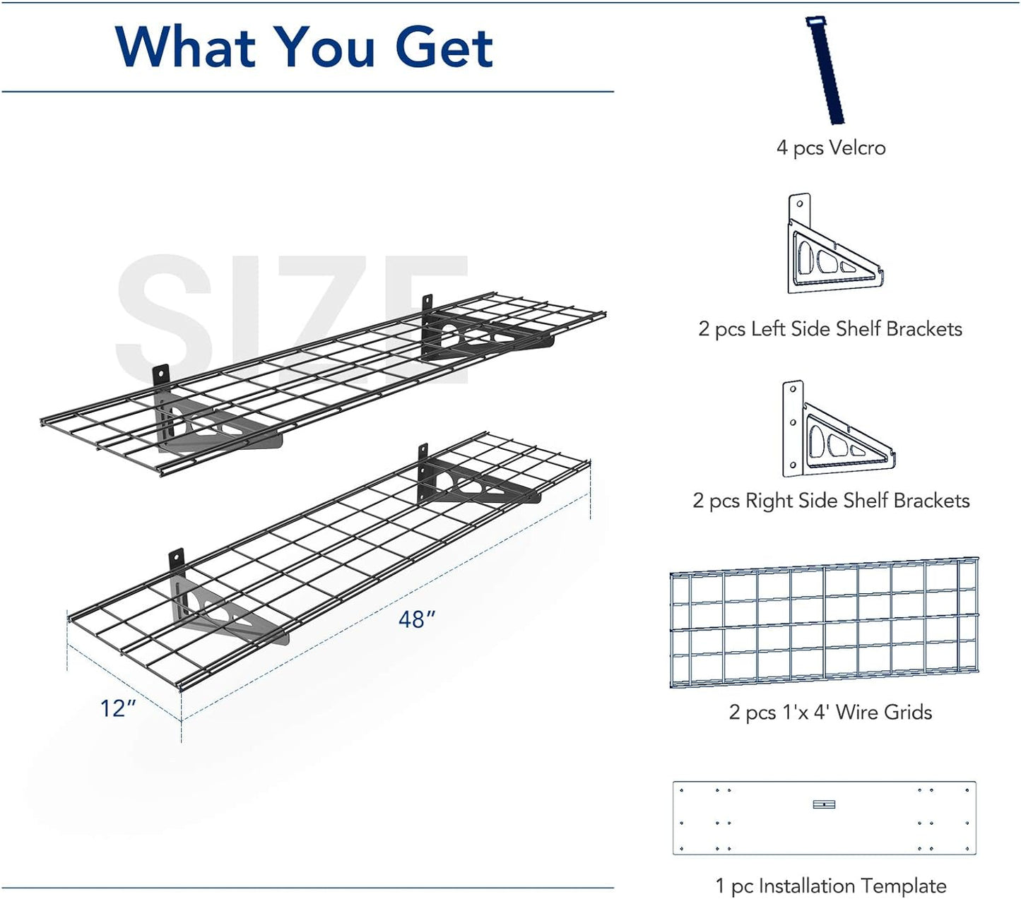FLEXIMOUNTS 2-Pack 1x4ft 12-inch-by-48-inch Wall Shelf Garage Storage Rack Wall Mounted Floating Shelves, Black