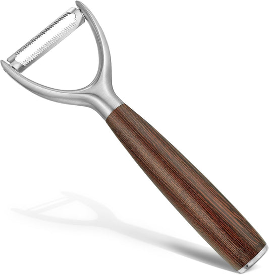 Serrated Blade Premium Y Type 304 Stainless Steel Multifunctional Kitchen Peeler Real Wood Handle Ultra Sharp Blade Vegetable Potato Apple(Wenge)